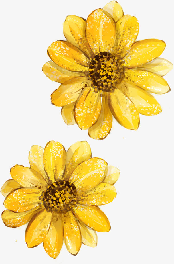 黄色唯美菊花手绘设计免抠