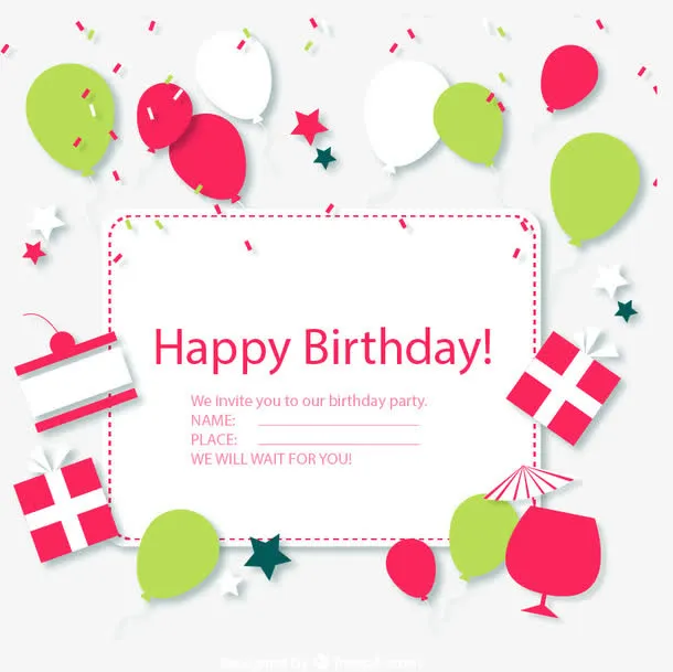 精致生日标签贺卡矢量素材免抠