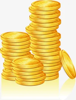几摞金色金币免抠