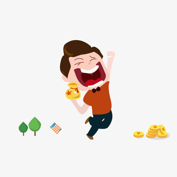 卡通人物领工资免抠