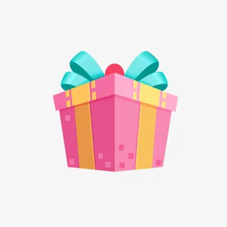 粉色礼物盒子蓝飘带免抠