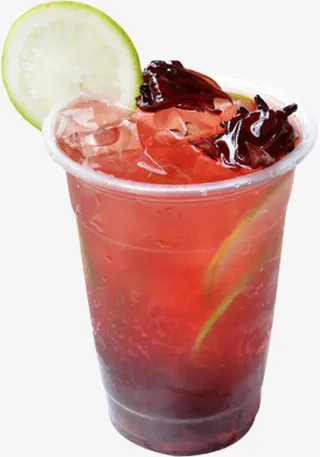 夏日红色清凉饮品柠檬免抠