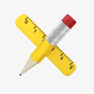 黄色手绘测绘工具免抠