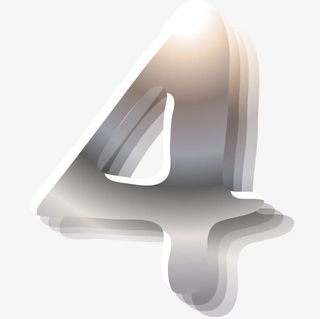 手绘金属发光数字字符4免抠