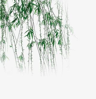 水墨山水画杨柳免抠