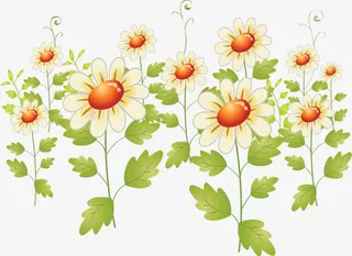 春天清新黄红色小花免抠