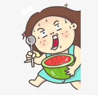 吃西瓜的胖女孩儿免抠
