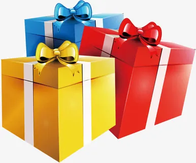 中秋节红蓝黄礼盒免抠