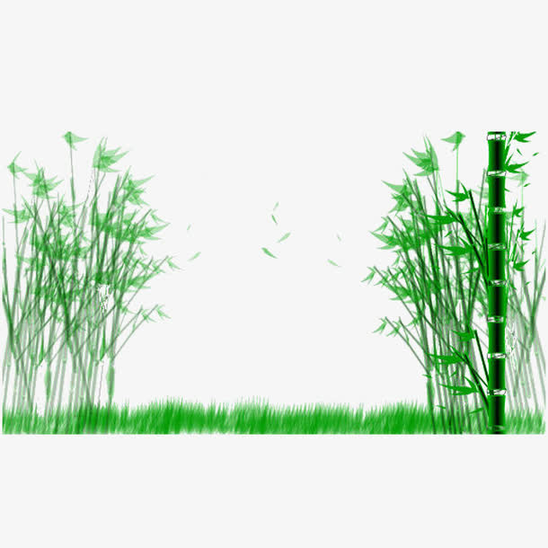 清新竹林草地走道免抠