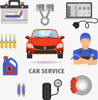 汽车维修卡通图案素材免抠