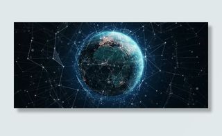 商务科技几何渐变蓝色地球背景高清