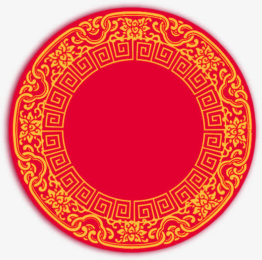 红色中国风圆圈边框纹理免抠