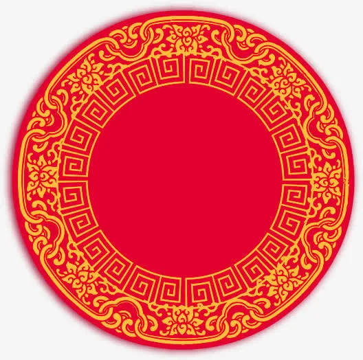 红色中国风圆圈边框纹理免抠
