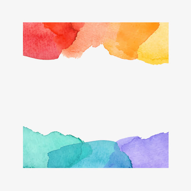 卡通水彩清新墨迹边框免抠