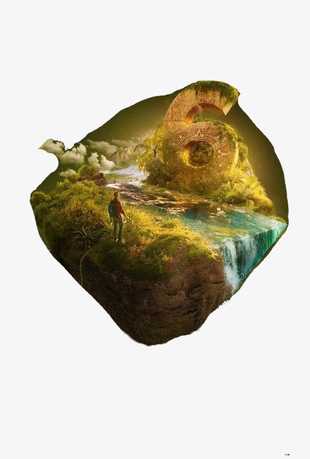 高科技风格虚拟场景悬空岛免抠