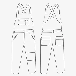 背带裤线条图免抠