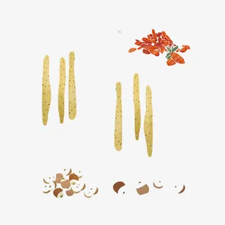 手绘冬日滋补山药枸杞菌菇免抠