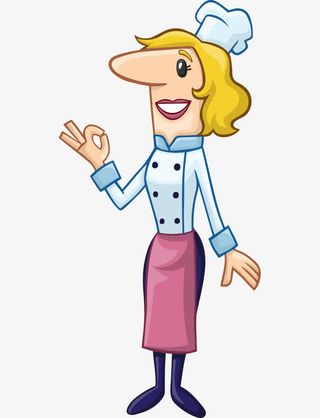 卡通手绘金发国外美女厨师免抠