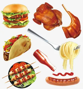 精美快餐食品矢量素材免抠