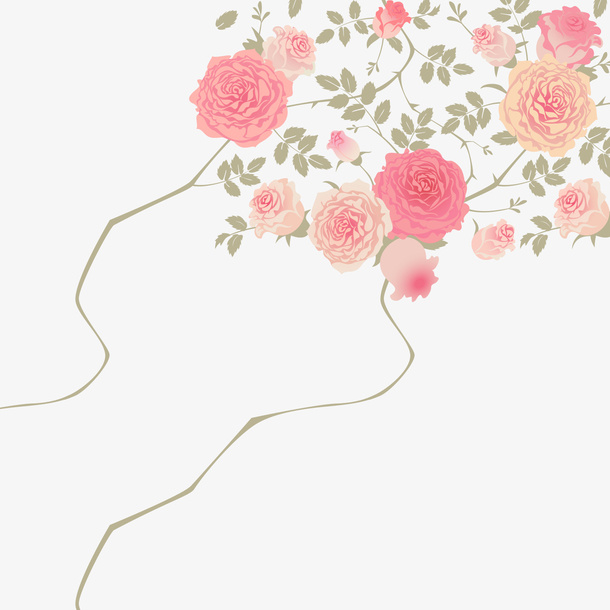 春暖花开粉色玫瑰花免抠