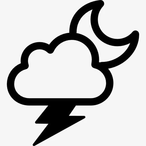 电风雨交加的夜晚天气符号图标免抠
