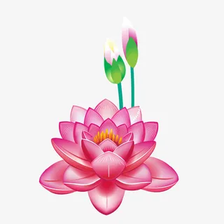 红色卡通荷花矢量图免抠