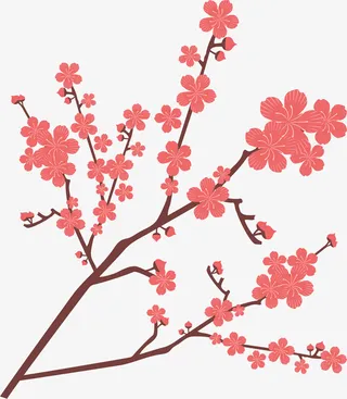 浪漫春天粉红樱花免抠