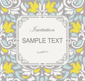 复古花纹装饰邀请卡矢量图高清
