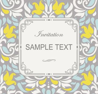 复古花纹装饰邀请卡矢量图高清