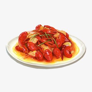 蒜蓉龙虾手绘免抠