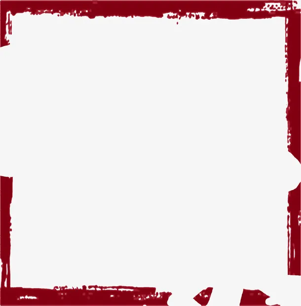 红色中国风水彩框架免抠