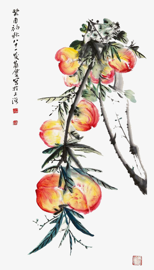 水墨桃树免抠