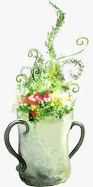 春天美景室内插画花朵免抠