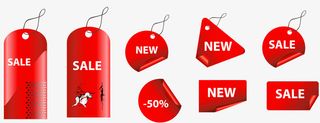 红色吊牌标签促销合集免抠