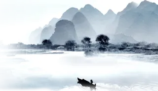 水墨古风山水画免扣PNG高清