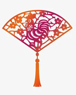 新年艺术扇子免抠