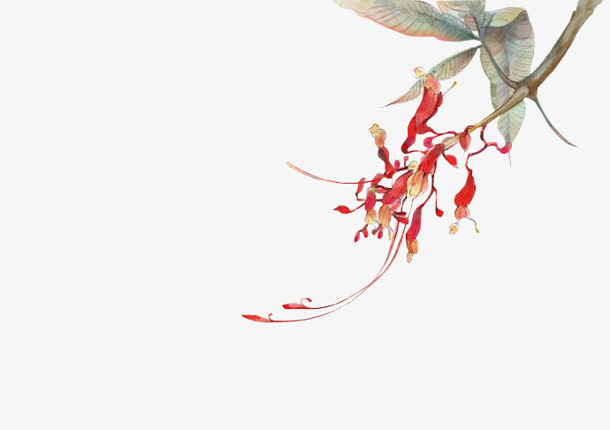 绿色植物绿色花瓣彩绘植物免抠