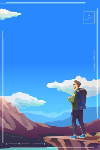 蓝色卡通企业励志人物背景高清