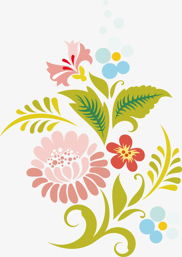 小清新多彩花朵免抠