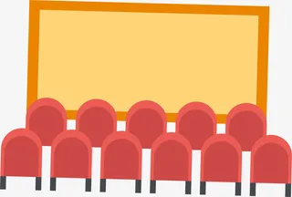 黄色卡通电影院放映厅免抠