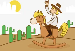 矢量骑木马的牛仔免抠