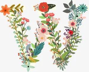 花纹字母W免抠