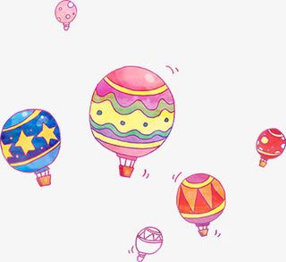 手绘可爱卡通热气球造型免抠