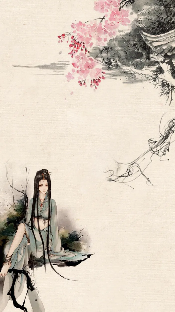 水墨中国风三生三世十里桃花淡雅背景素材高清