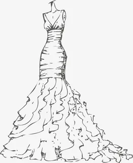 婚纱波浪长裙矢量礼服免抠