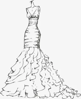 婚纱波浪长裙矢量礼服免抠