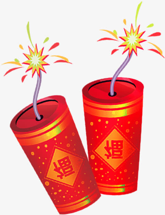 过年炮仗装饰红色鞭炮免抠