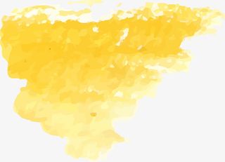 手绘黄色水彩涂鸦免抠
