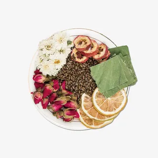 产品实物山楂玫瑰荷叶茶免抠