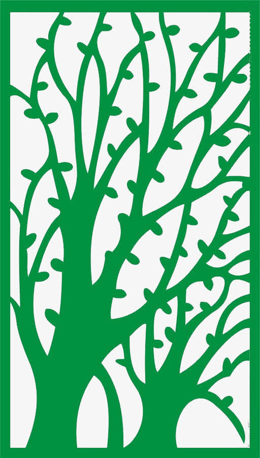 绿色矢量树叶带边框插图免抠